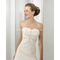 Ball Gown Sweetheart Chapel Train Satin Beading Ruffled Wedding Dress